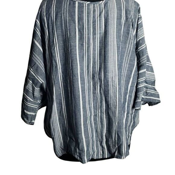 Time and Tru Navy Blue and White Stripped Blouse - Picture 2 of 10